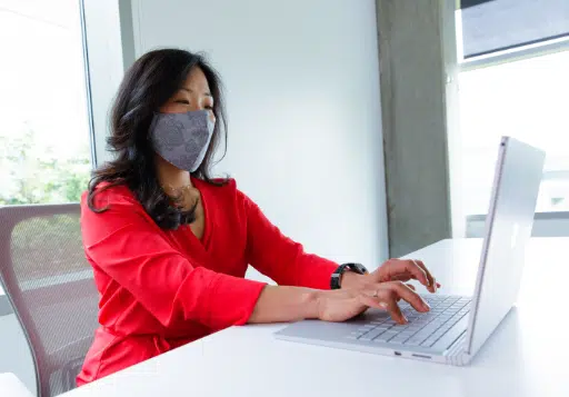 business woman using a Microsoft Surface