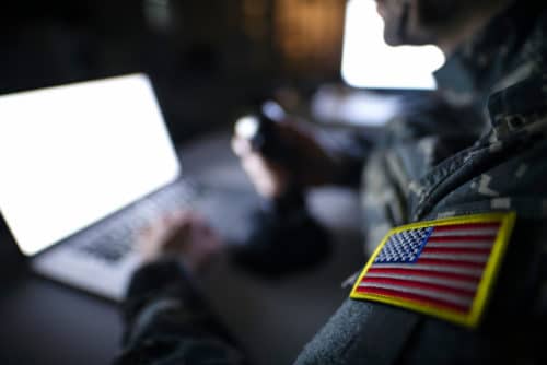 United States military using a laptop