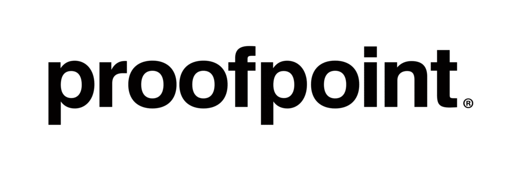 Black "proofpoint." text logo on a white background, symbolizing a trusted partner in cybersecurity solutions.