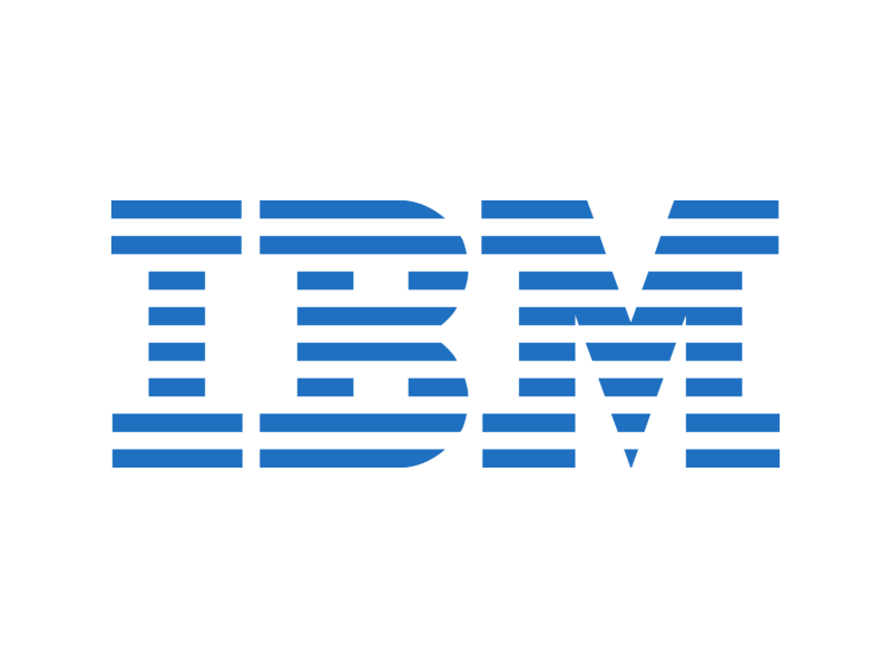 The IBM logo, featuring the letters "IBM" in blue with horizontal stripes, symbolizes a legacy of innovation and collaboration with partners across industries.