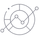 Minimalist abstract design with overlapping circles, lines, and dots, evoking a schematic or network diagram inspired by artificial intelligence on a light gray background.